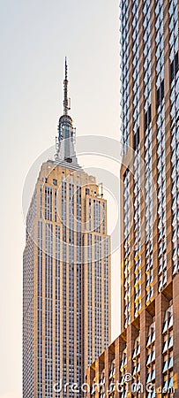 Close up picture of Empire State Building at sunset Editorial Stock Photo