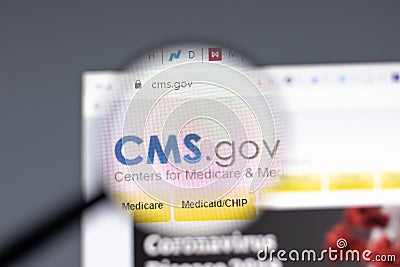 New York, USA - 15 February 2021: CMS Centers for Medicare website in browser with company logo, Illustrative Editorial Editorial Stock Photo
