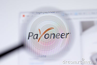 New York, USA - 17 February 2021: Payoneer logo close up on website page, Illustrative Editorial Editorial Stock Photo