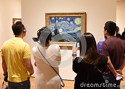 New York, USA - June 8, 2018: People near the Starry Night by Vi Editorial Stock Photo