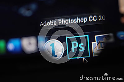 Starting adobe photoshop program Editorial Stock Photo