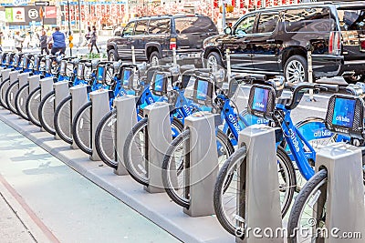New York, USA- May 20, 2014. Citi Bike The Bicycle Rental of New Editorial Stock Photo