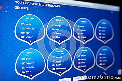 2018 fifa world cup team table Editorial Stock Photo