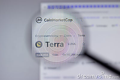 New York, USA - 1 May 2021: Terra LUNE cryptocurrency logo close-up on website page, Illustrative Editorial Editorial Stock Photo