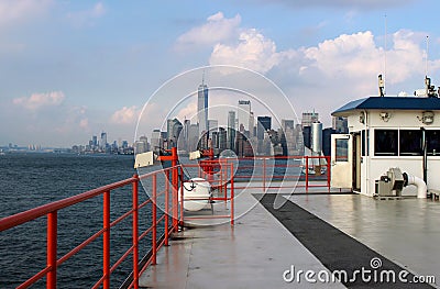 New York, USA, September 20, 2017. View from the ferry to the peninsula of Manhattan from Staten Island Stock Photo