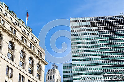 New York, USA. Street view, buildings and life around Battery Park. Editorial Stock Photo