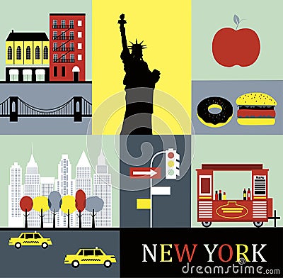 New York symbols Vector Illustration