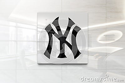 New york yankees on glossy office wall realistic texture Editorial Stock Photo