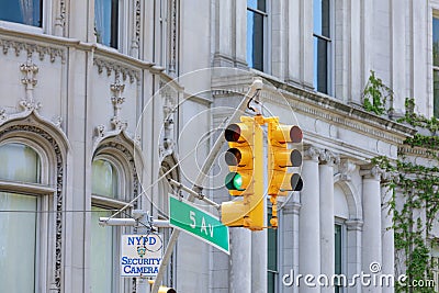 New York yellow traffic light Editorial Stock Photo