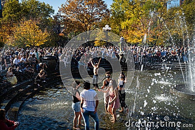 New Yorkers celebrate Joe Biden's election victory Editorial Stock Photo