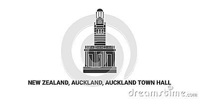 New Zealand, Auckland, Auckland Town Hall, travel landmark vector illustration Vector Illustration
