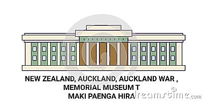 New Zealand, Auckland, Auckland War , Memorial Museum Tmaki Paenga Hira travel landmark vector illustration Vector Illustration