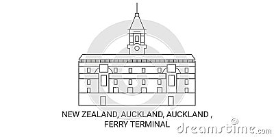 New Zealand, Auckland, Auckland , Ferry Terminal travel landmark vector illustration Vector Illustration