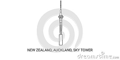 New Zealand, Auckland, Sky Tower, travel landmark vector illustration Vector Illustration