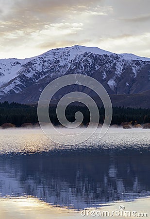 New Zealand on a beautiful autumn morning view from lake Tekapo. June 2018 Stock Photo