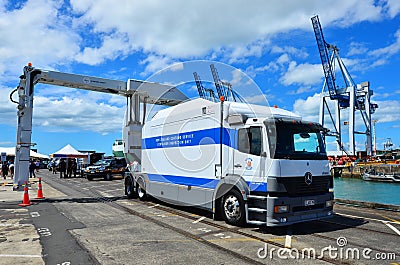 New Zealand Customs Service cargo scanning truck Editorial Stock Photo