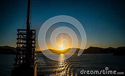 New Zealand, evening ferry from South to North Island. Stock Photo