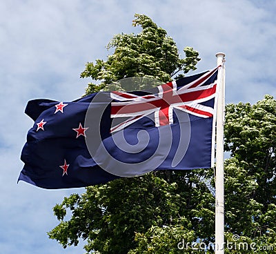 New Zealand Flag waving Stock Photo