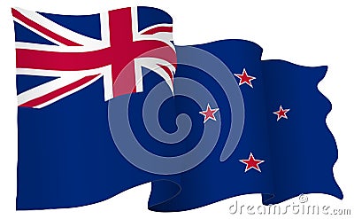 New Zealand Flag Waving Vector Illustration Vector Illustration