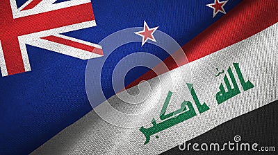 New Zealand and Iraq two flags textile cloth Stock Photo