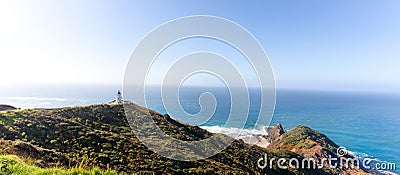 New zealand lake ocean view with lighthouse Stock Photo