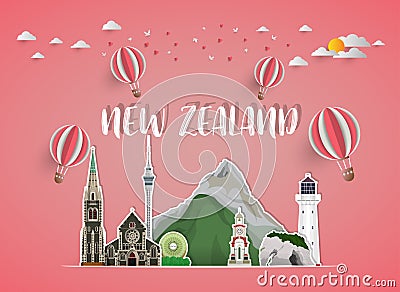 New zealand Landmark Global Travel And Journey paper background. Stock Photo