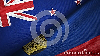 New Zealand and Liechtenstein two flags textile cloth, fabric texture Stock Photo