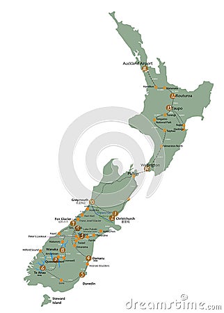 New Zealand Map Stock Photo