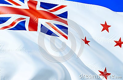 New Zealand Naval ensign flag. 3D Waving flag design. The national symbol of New Zealand Naval ensign, 3D rendering. National Stock Photo