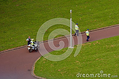 New Zealand police officers patrolling in Auckland New Zealand Editorial Stock Photo