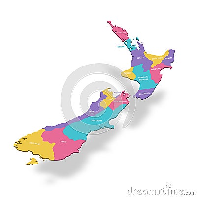 New Zealand political map of administrative divisions Vector Illustration