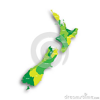 New Zealand political map of administrative divisions Stock Photo