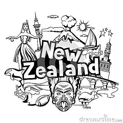 New Zealand print design. Vector Illustration