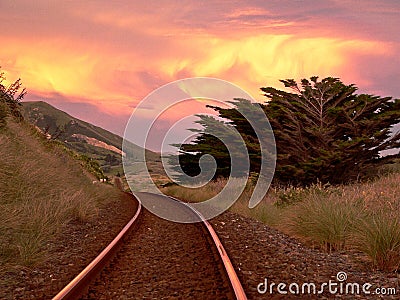 New Zealand railroad track Stock Photo