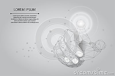 newAbstract mash line and point Hand touch the circle interface technology. Polygonal Businessman pushing a button on a digital to Vector Illustration