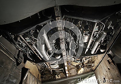Newark Air Museum, UK, July 2020. Avro Vulcan engine bay. Editorial Stock Photo