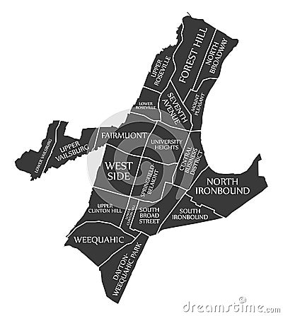 Newark New Jersey city map USA labelled black illustration Vector Illustration