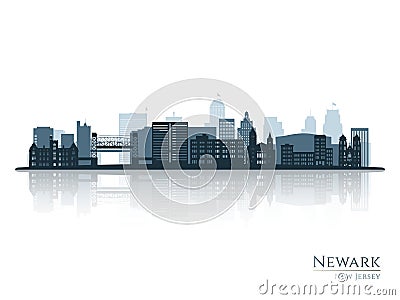 Newark skyline silhouette with reflection. Vector Illustration