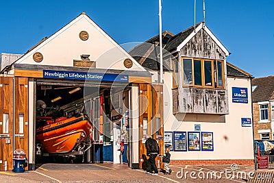 Newbiggin by the Sea, Northumberland, UK: : The RNLI lifeboat station Editorial Stock Photo