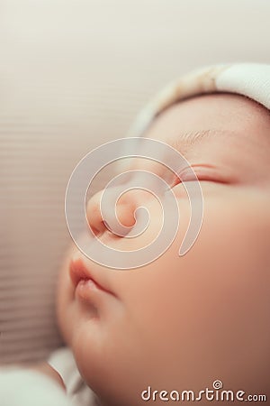 Newborn adorable one week baby boy sleeping Stock Photo