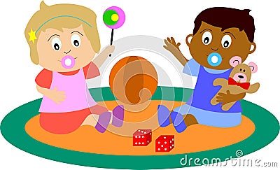 Newborn Babies Playing Vector Illustration