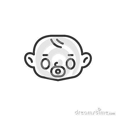 Newborn baby boy with pacifier line icon Vector Illustration