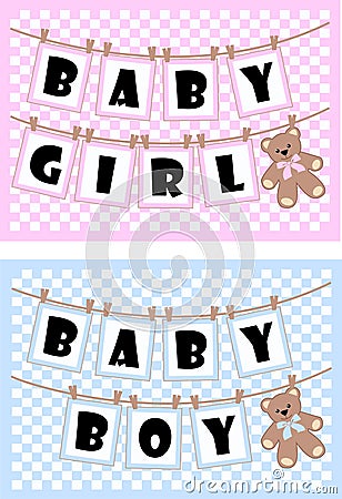 Newborn baby cards Vector Illustration