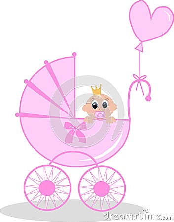 Newborn baby girl Vector Illustration