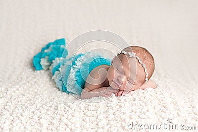 Newborn Baby Girl in a Mermaid Costume Stock Photo