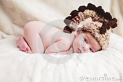 Newborn baby with hat Stock Photo