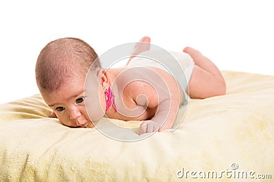 Newborn baby with torticollis neck Stock Photo