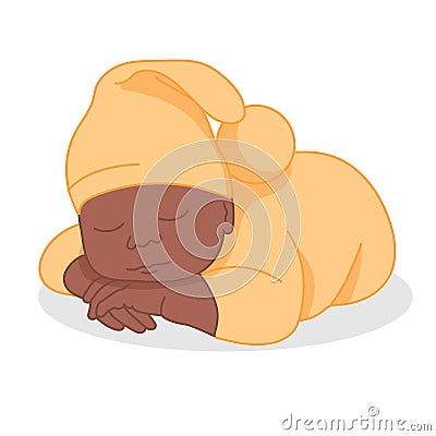 Newborn. Black Baby in a Flat style Vector Illustration