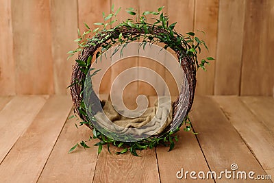 Newborn Digital Background Spring rose Basket Prop for Newborn Stock Photo