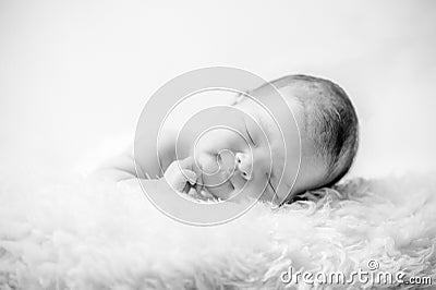 Newborn female Baby - Happy family moments - Asian and European half-caste child Stock Photo